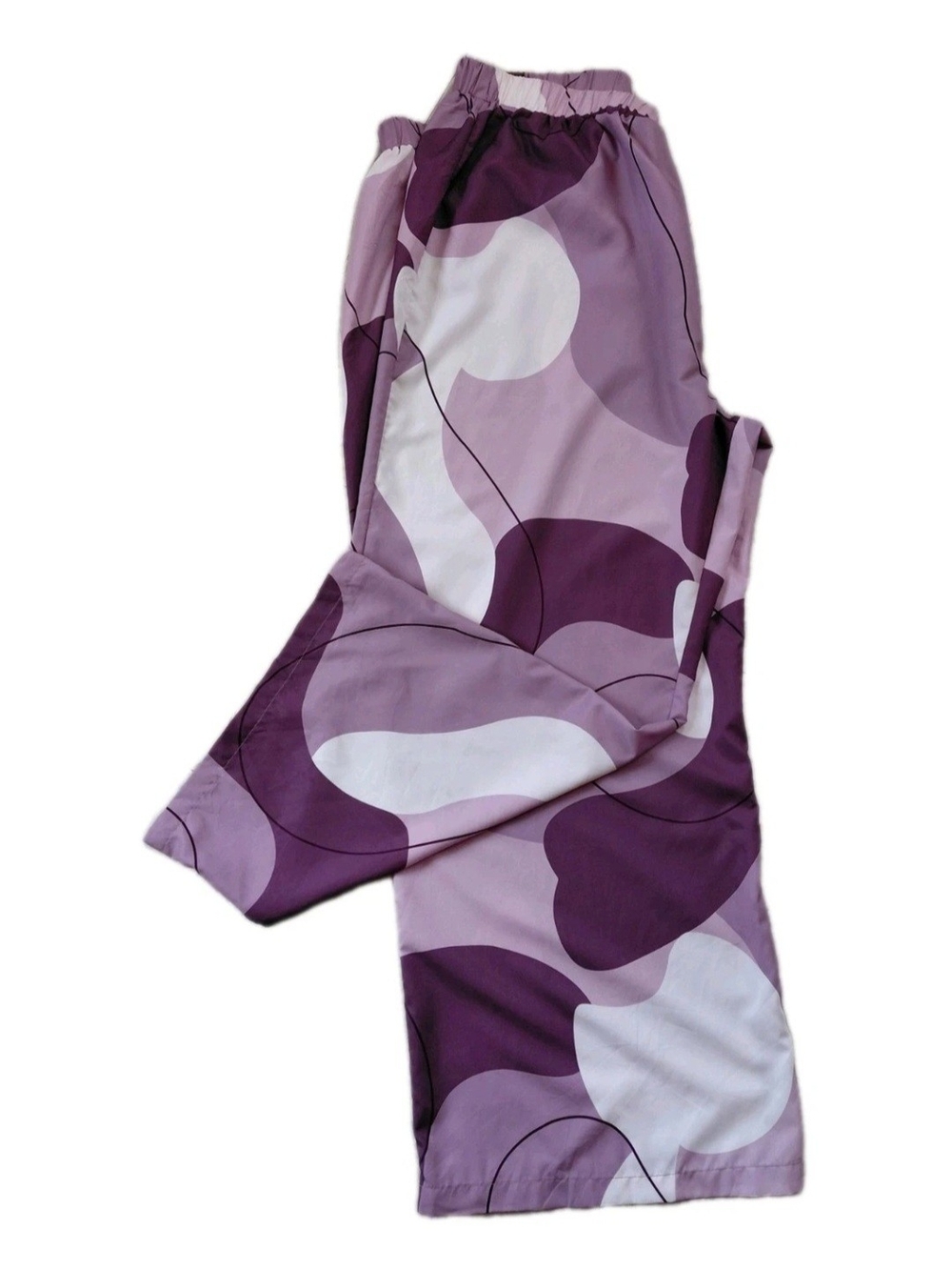 SHEIN Curve Plus Size 5XL Lilac Plum Abstract Print Wide Leg Boho Pants